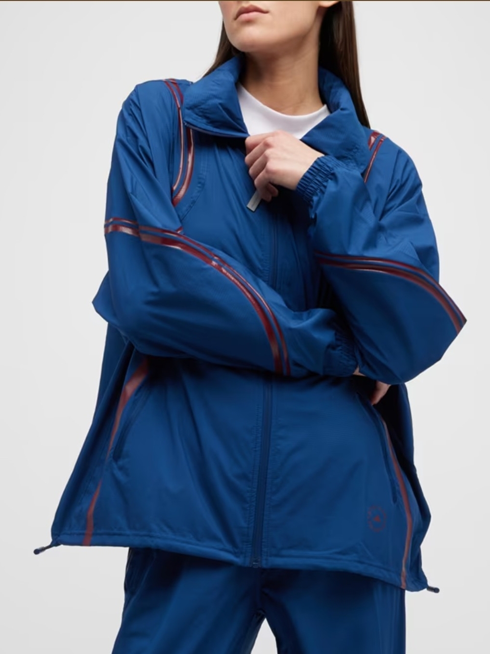 Adidas by Stella McCartney Blue Bomber Jacket with Red Trim